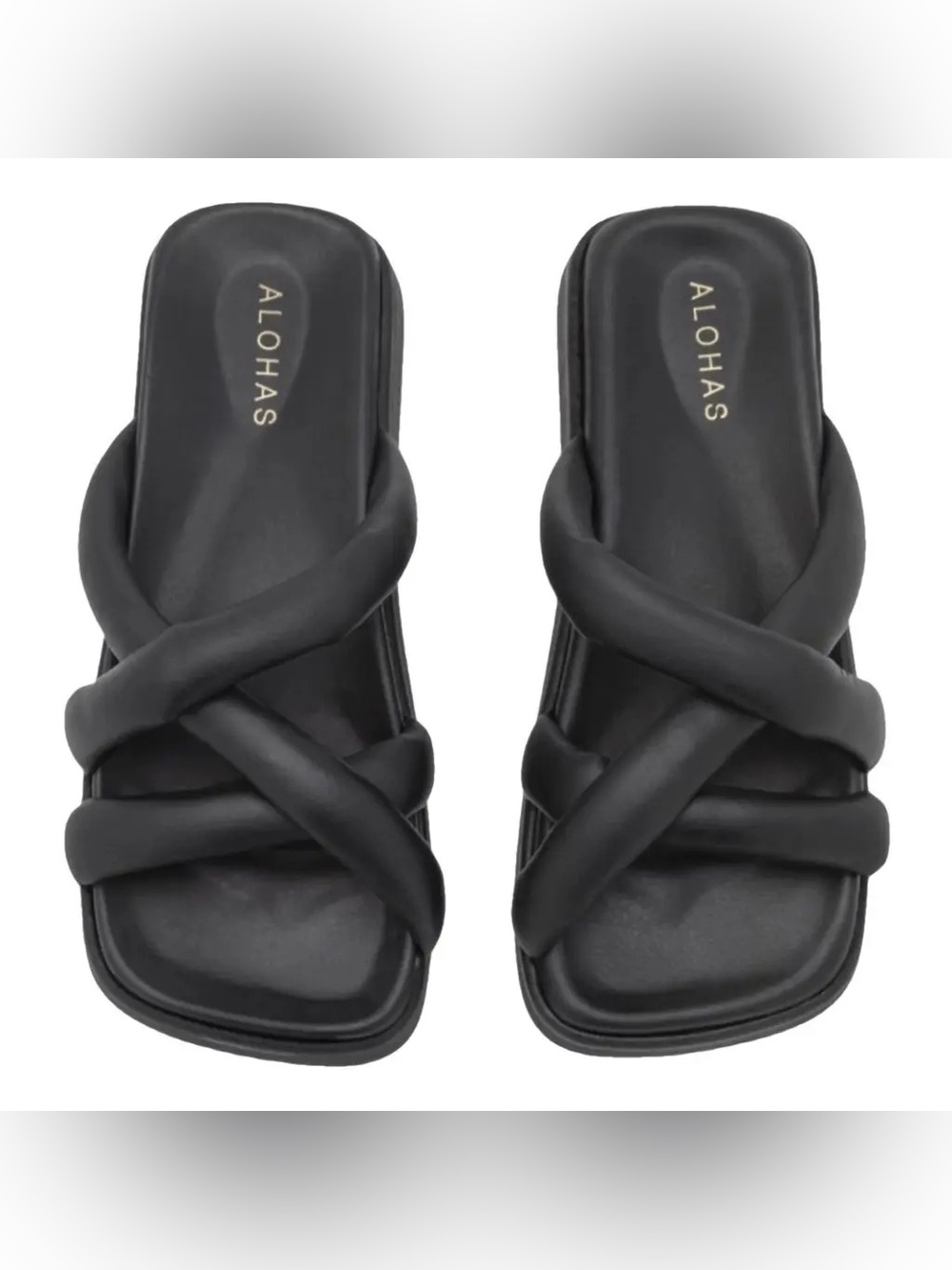 Alohas Slip On Cross Women's Black Leather  Sandals Size US 9 / EUR 40 NWOT Shoe